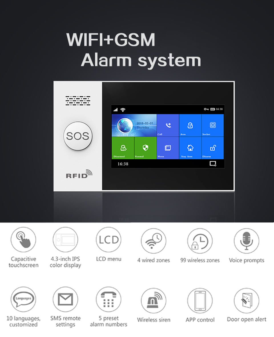 {Manufacturer} Drop Shipping Tuya Wireless Home WIFI GSM Home Security With Motion Detector Sensor Burglar Alarm System APP · image 6