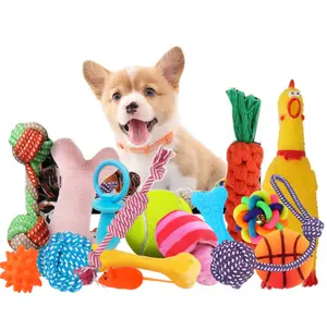 Dog Puppy Toys Chew Toy with Interactive Dog Rope IQ Treat Balls Squeak Toys Set