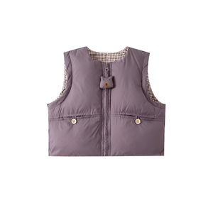 Neue Winterkollektion Einfarbige Polyester-Gefütterte Bären-Reißverschluss-Weste Verdickte Weste für Säuglinge und Kleinkinder im Koreanischen Stil - Product Image 5