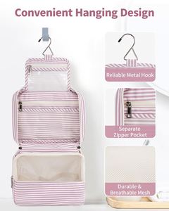 Trousse de toilette suspendue pour femmes et hommes, grande trousse à maquillage, organiseur de voyage résistant à l'eau pour articles de toilette - Product Image 6