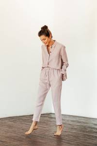 Completo da <span class=keywords><strong>donna</strong></span> a due pezzi di moda lenta completo da <span class=keywords><strong>donna</strong></span> a maniche lunghe in <span class=keywords><strong>lino</strong></span> per signora - Product Image 2