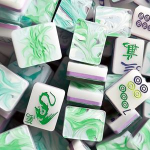 بلاط <span class=keywords><strong>Mahjong</strong></span> مصنوع يدويًا في الولايات المتحدة ، مجموعة Mahjongg من الأكريليك الممتاز للترفيه أثناء السفر - Product Image 4