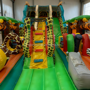 Safari động vật chủ đề <span class=keywords><strong>bouncy</strong></span> lâu đài <span class=keywords><strong>Inflatable</strong></span> lâu đài sân chơi với các chướng ngại vật đôi trượt Combo cho trẻ em nhà bị trả lại - Product Image 5