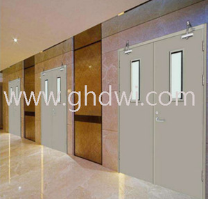 Porte <span class=keywords><strong>à</strong></span> double porte intérieure en acier coupe-feu de 3 'x 7' avec barre de poussée - Product Image 4