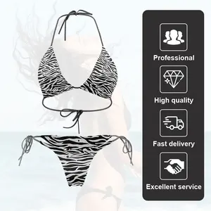 Yeni tasarım basit seksi kadın Bikini mayo yüksek kalite baskılı Bikini Suit kadın iki parçalı Backless Bikini mayo