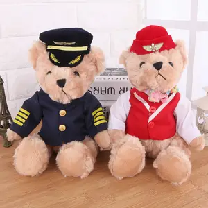 Peluche ours en peluche de Police et de agent de vol, ours en peluche avec uniforme, nouveau Design Animal doux assise, 25cm