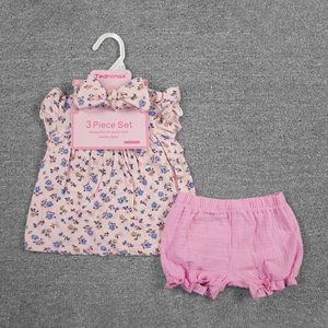 Set di Abbigliamento per Neonata 0-3 <span class=keywords><strong>Mesi</strong></span>, Magliette Stampate Carine e Pantaloncini Estivi Traspiranti in Cotone e Lino, Set 3 Pezzi - Product Image 2