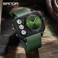Reloj Digital Cuadrado SANDA 6237 para Hombre, Reloj de Pulsera de Lujo con Doble Pantalla, Resistente al Agua, Reloj Deportivo con Alarma, Cronómetro, Silicona, LED