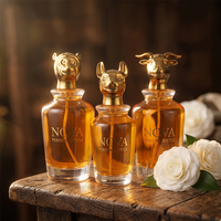 Flacon de parfum de luxe vide en verre 50ml 100ml, avec capuchon tête d'animal doré mat en carton, rechargeable, brume fine, haute qualité, pour fragrance