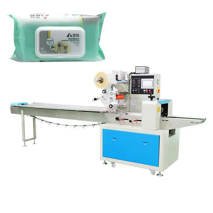 Machine à emballer automatique pour serviettes et lingettes, avec flux, Machine d'emballage des serviettes de table, tissus humides, Machine multifonction, meilleure vente,