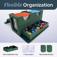 Étui de rangement portable pour cartes à collectionner avec compartiment pour dés, emplacement pour Toploader et séparateurs, idéal pour le transport quotidien