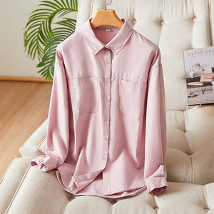 <span class=keywords><strong>Camicia</strong></span> <span class=keywords><strong>Bianca</strong></span> in Cotone da Donna a Maniche Lunghe, Nuova Collezione Primavera 2026, Top Basico a Mezza Lunghezza, Blusa in Cotone per il Lavoro - Product Image 3