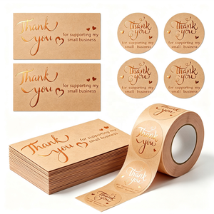 Étiquettes autocollantes imperméables en papier kraft, découpées rondes sur mesure, pour remerciement, scellage d'enveloppes et décoration de cadeaux - Product Image 6