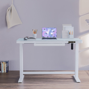 Mesas de escritorio de vidrio de oficina eléctrica con cajón Altura ajustable Escritorio de pie para computadora Escritorio de un solo motor - Product Image 6