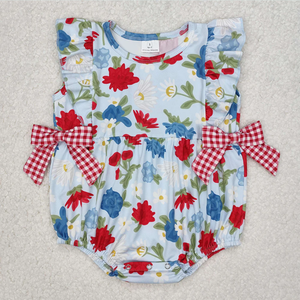 Flower Girls Sibling Baby Girls Flowers Bows Rompers Outfits <b>Clothes</b> Sets - Product Image 6