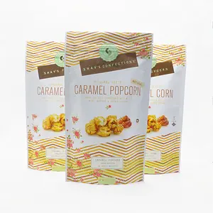 Bolsas con impresión personalizada, sellador de plástico mate con cremallera, papel de aluminio, embalaje de alimentos, bolsas de embalaje de palomitas de maíz