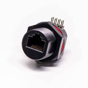Mặt Trước IP67 Đầu Nối Chống Thấm Nước <span class=keywords><strong>RJ45</strong></span> Góc Phải Qua Lỗ Cho PCB Mount - Product Image 4