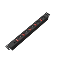 Multiprise industrielle robuste de type E (6 prises) de 5 m, protection contre les surtensions, compatible montage en rack 1U, pour transmission électrique