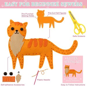 Hoàn Thành Thiết Lập <span class=keywords><strong>Diy</strong></span> Cảm Thấy Thú Nhồi Bông Kitty Cat Kitten Halloween Hoạt Động Nghệ Thuật Thủ Công Đặt May Kit Cho Đồ Chơi Trẻ Em - Product Image 4