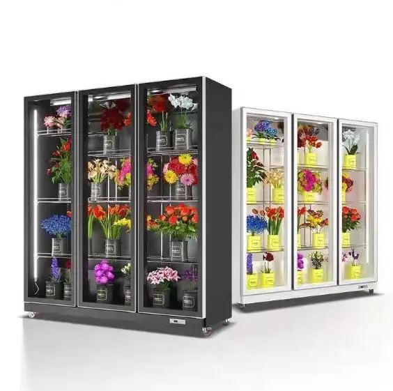 Attrezzatura commerciale di refrigerazione del frigorifero dell'esposizione della vetrina dell'esposizione della porta di vetro del fiore 2020