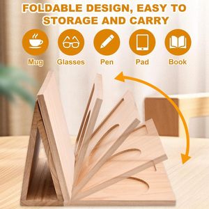 Support de livre en <span class=keywords><strong>bois</strong></span> Acacia Triangle porte-livre avec tasse lunettes stylo support pour téléphone Nook lecture <span class=keywords><strong>Valet</strong></span> pour livre amoureux cadeaux - Product Image 6