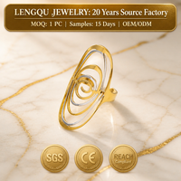 Bague spirale ouverte bicolore en acier inoxydable plaqué or 18 carats anti-allergie, grande bague ovale creuse pour femme, idéale pour les soirées cocktail