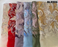 Tissu en dentelle brodé de perles et de sequins fait main de luxe de Dubaï, prix de gros, pour robe Abaya de mariage arabe