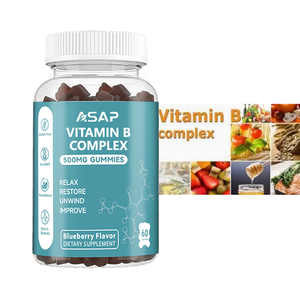 Complejo de vitamina B, suplemento de colágeno gomoso, vitamina B1 B12, complejo de vitamina B, gomitas veganas multivitamínicas - Product Image 1
