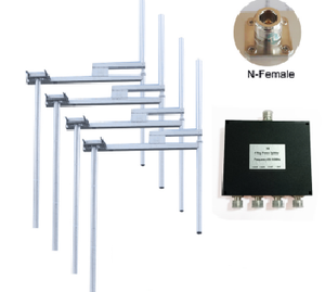 FM 88-108MHz Máy phát Ăng-ten Yagi 4 lưỡng cực/Bộ Ăng ten với đầu nối n-nữ 1/2 cáp trung chuyển và Bộ chia công suất 1-4 - Product Image 2