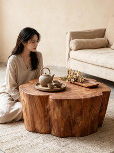 <span class=keywords><strong>Tavolino</strong></span> da Caffè in <span class=keywords><strong>Legno</strong></span> Massello Stile Zen Wabi-sabi Mid-century, Sgabello/Tronco in <span class=keywords><strong>Legno</strong></span> Creativo a Forma Naturale Ispirato agli Alberi per Ville - Product Image 2