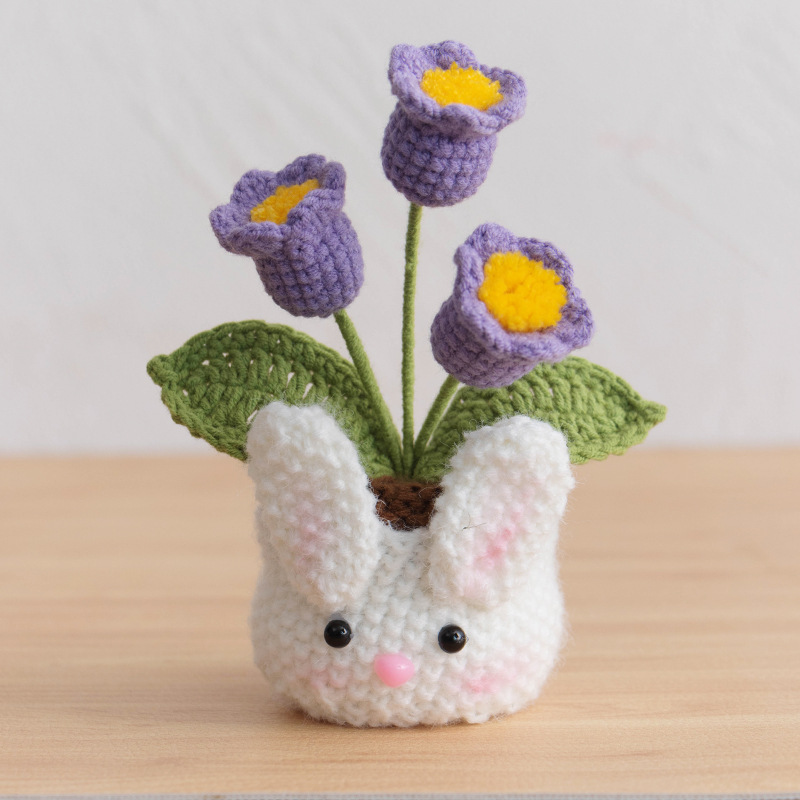 3 unidades de campanilla morada - Maceta con forma de conejo