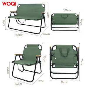เก้าอี้แคมป์ปิ้งพับได้ Woqi โครงเหล็ก ผ้า Oxford สีเขียว แบบสองที่นั่ง พกพาสะดวก สำหรับสวน - Product Image 5