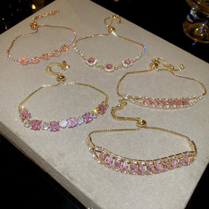 Bracciale da Donna Romantico alla Moda Placcato Oro in Argento 925 con Pietra Rosa Naturale per Feste e Regali - Product Image 6