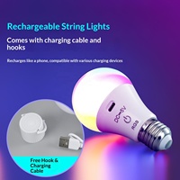 Ampoule LED RGB E27 à télécommande, rechargeable par USB, double usage, lumière ambiante à changement de couleur pour usage hôtelier, intensité variable, CRI élevé 80-90