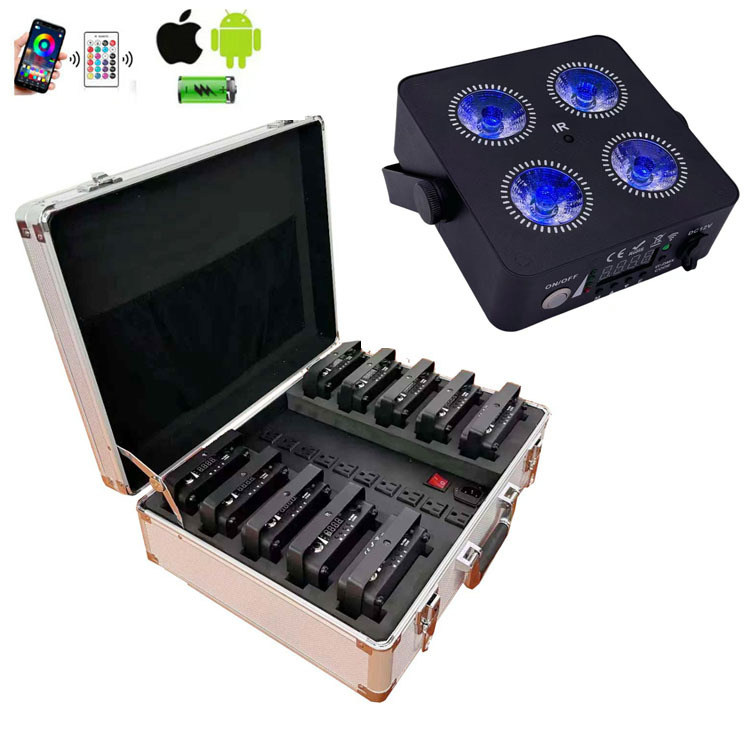 10 pièces X 1 étui Rechargeable IR4 4*18W Led Par batterie sans fil lumière Disco Club fête scène Uplight