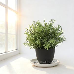 Bonsaï artificiel de 24 cm, type <span class=keywords><strong>romarin</strong></span>, en pot noir, pour décoration de petits espaces, étagères et jardins - Product Image 2