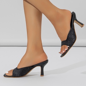Sandalias de Tacón Alto con Punta Cuadrada y Pedrería, Estilo Europeo y Americano, Diseño Romano - Product Image 4