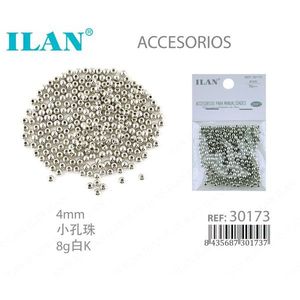 Perline Ilan 4mm con Foro Piccolo in Oro Bianco per Creazione di Gioielli e Accessori - Product Image 1