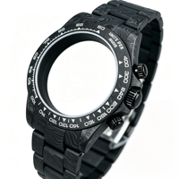 Geschmiedetes Carbon-Uhrengehäuse mit Armband, Chronograph-Uhrengehäuse-Set, Aftermarket-Uhrenzubehör, passend für Automatikwerk