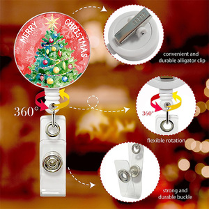 Christmas Snowman Easy-Pull Snap Crystal Patch Telescopic Badge <b>Clip</b> Scroll Rotating Back <b>Clip</b> Tree Gift Reindeer - Product Image 4