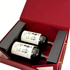 Boutique Dual Wine & Whisky <b>Bottle</b> Case with Handle | Magnetic Rigid <b>Box</b> with Vanishing Printing Sponge Lining Custom Logo - Product Image 5