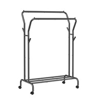 Porte-vêtements multifonctionnel en métal, démontable, sur pied, à double tringle, pour chambre et balcon