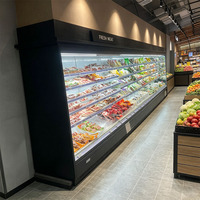 Réfrigérateur vitrine ouverte pour supermarché, réfrigérateur à rideau d'air, refroidisseur multi-étagères, armoire de présentation commerciale pour boissons et aliments