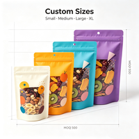 Pochette zippée transparente mate et brillante avec trou rond pour noix, céréales, fruits secs, épices, vente au détail