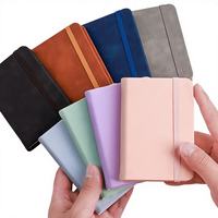 Cuaderno A7 de Tapa Dura de Cuero PU, Mini Libreta de Bolsillo con Papel Grueso y Banda Elástica para Uso Diario, Material Escolar y de Oficina