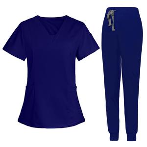 Ensemble de deux pièces de blouses d'isolement à manches courtes avec logo personnalisé haut de gamme pour infirmières, personnel vétérinaire et personnel hospitalier - Product Image 5
