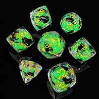 Ensemble de dés DND en résine facettée à cœur liquide scintillant bleu chat exquis, 7 pièces, dés polyédriques à bords vifs pour le jeu Dungeons and Dragons