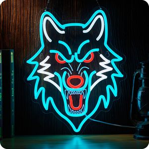 Letrero de Neón con Diseño de <span class=keywords><strong>Lobo</strong></span>, Luz LED, Alimentación USB, Decoración de Pared con Animales, Regalos de Navidad y Cumpleaños, Letreros de Neón Personalizados - Product Image 2