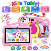 Tablette pour enfants 7 pouces Android 8.1 2 Go 16 Go WiFi 1024x600 rose licorne, tablette PC pour enfants avec étui en silicone, poignée et support