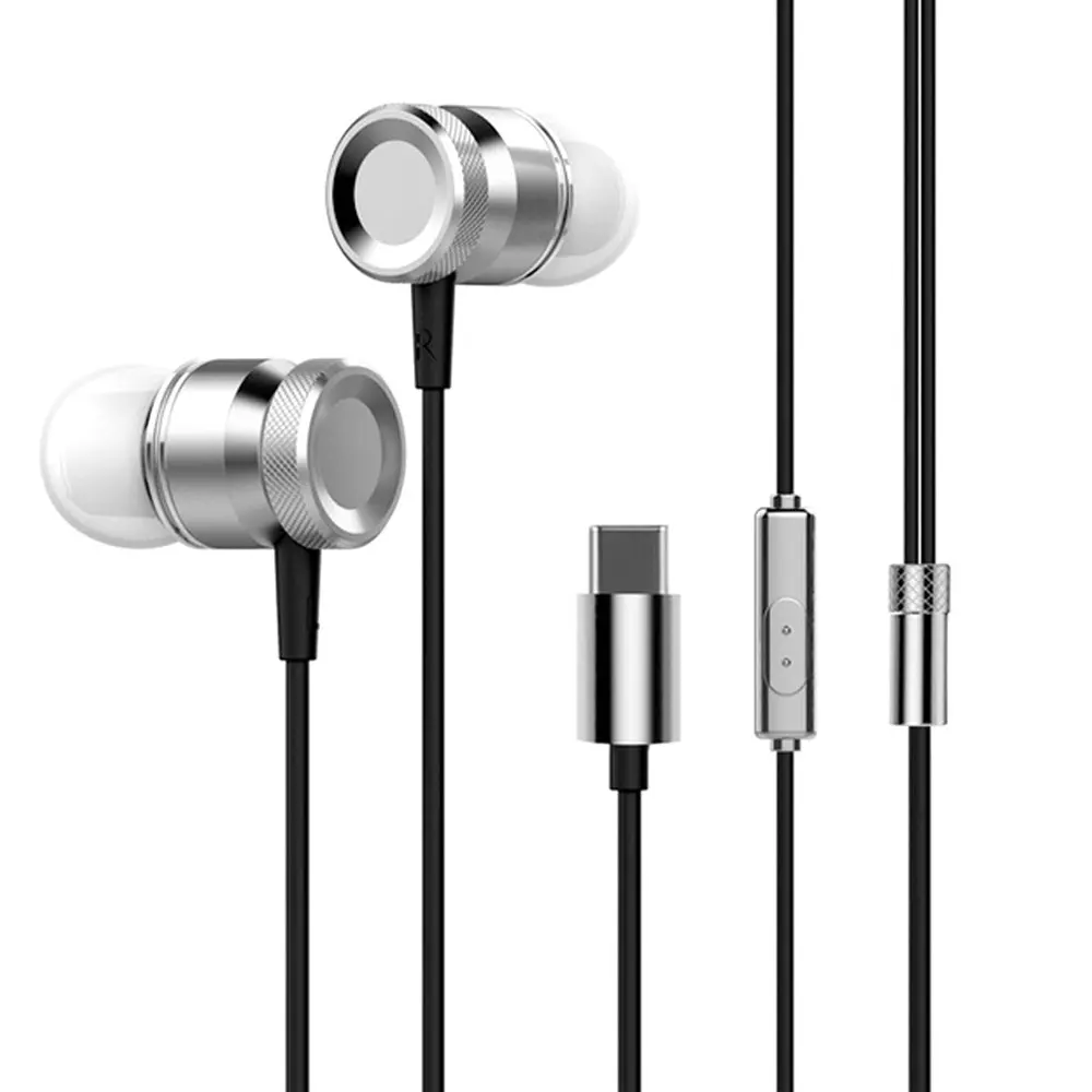 USB Type-c In-Ear Wired Metal Earphone Headset Type C Earphone Earbuds In-line Control w/ Mic for Xiaomi 6 Note 3 MIX 2 Letv LeE